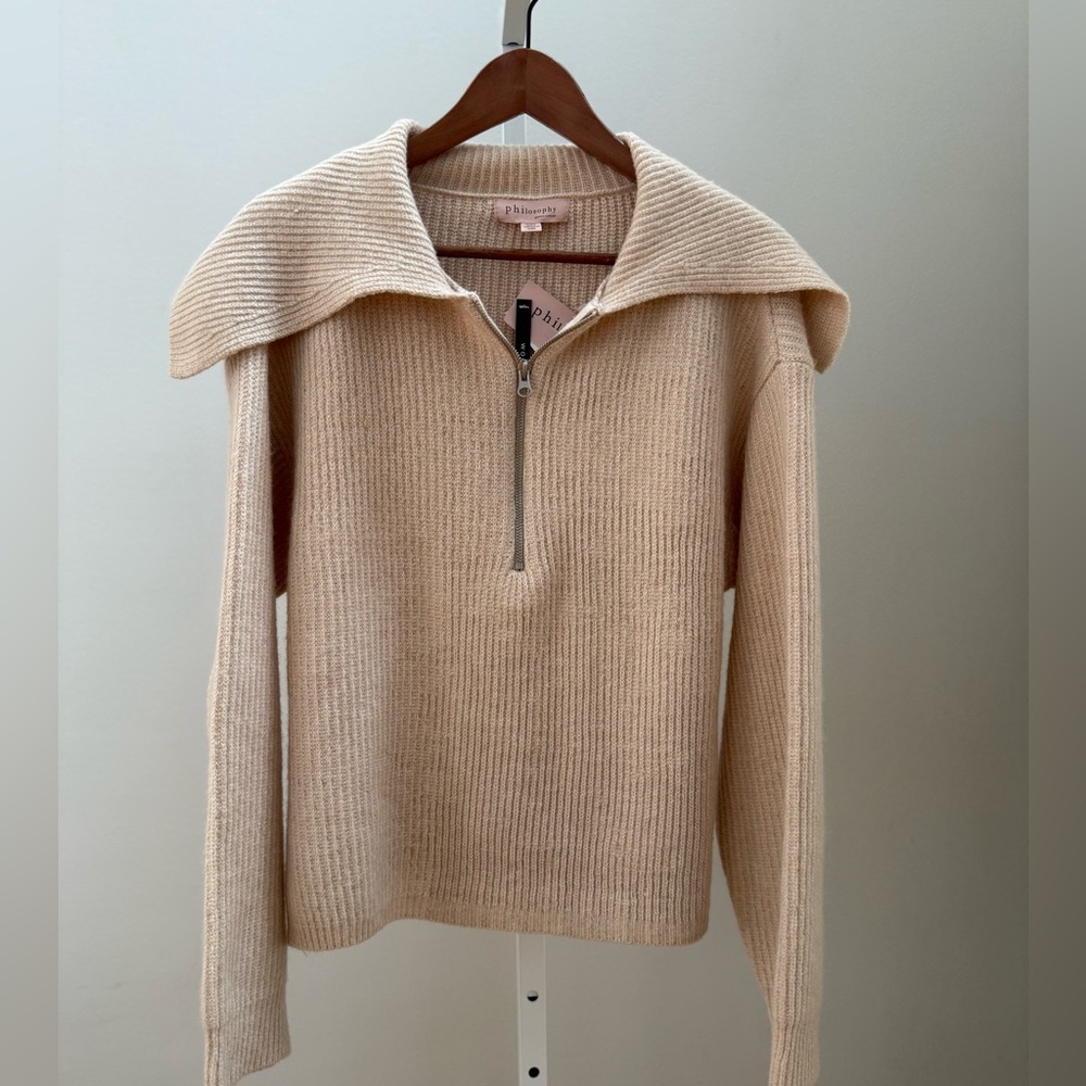 PHILOSOPHY NWT Half Zip Sweater in oatmeal. Size XL.